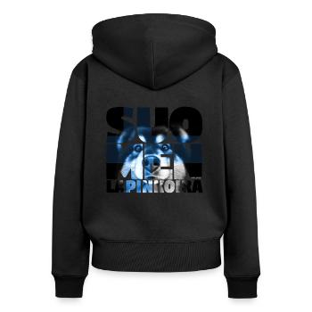 NASSU Lappari 022 - Frauen Premium Bio Zip Hoodie - Schwarz - Hinten - Julia (174cm)