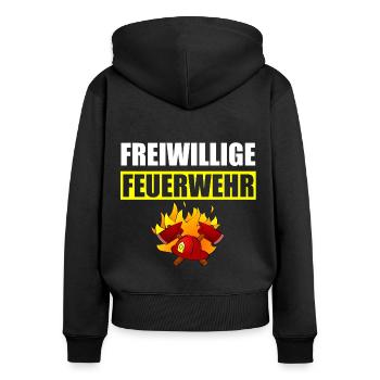 Pompiers volontaires - Sweat à capuche zippé Premium bio Femme - noir - Dos - Julia (174cm)