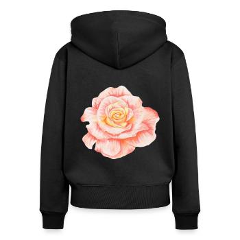 FLOWER - Frauen Premium Bio Zip Hoodie - Schwarz - Hinten - Julia (174cm)