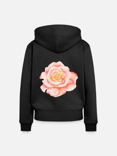 FLOWER - Frauen Premium Bio Zip Hoodie - Schwarz