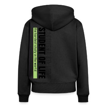 Étudiant de la vie - Sweat à capuche zippé Premium bio Femme - noir - Dos - Julia (174cm)