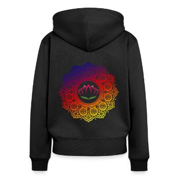 Lotus Mandala | Spiritual New Age Buddhist Yoga T- - Frauen Premium Bio Zip Hoodie - Schwarz - Hinten - Julia (174cm)