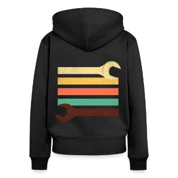 Artisan de la clé à molette - Sweat à capuche zippé Premium bio Femme - noir - Dos - Julia (174cm)