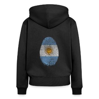 Argentine - Sweat à capuche zippé Premium bio Femme - noir - Dos - Julia (174cm)