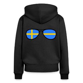 Glasses - Sweden flag - Women's Premium Organic Zip Hoodie - black - Back - Julia (174cm)