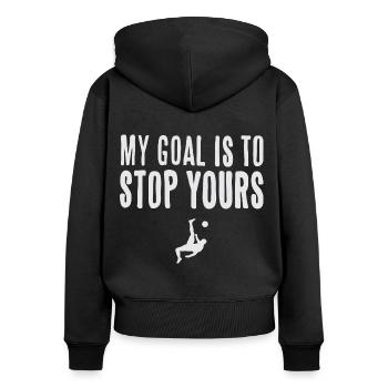 Abwehrspieler und Abwehrchef Fußball - Frauen Premium Bio Zip Hoodie - Schwarz - Hinten - Julia (174cm)