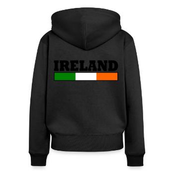 Irland Flagge - Frauen Premium Bio Zip Hoodie - Schwarz - Hinten - Julia (174cm)