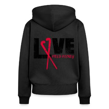 Joueur de hockey sur gazon cadeau d'amour de hockey sur gazon Gesch - Sweat à capuche zippé Premium bio Femme - noir - Dos - Julia (174cm)