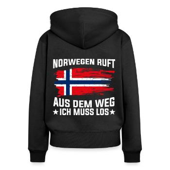 Norwegen Norweger Wikinger Skandinavien - Frauen Premium Bio Zip Hoodie - Schwarz - Hinten - Julia (174cm)