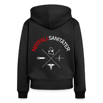 Notfallsanitäter Rettungsdienst Krankenhaus - Frauen Premium Bio Zip Hoodie - Schwarz - Hinten - Julia (174cm)