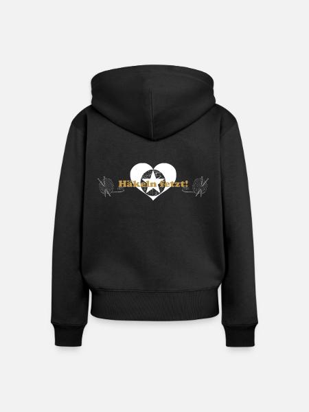 Häkeln - Frauen Premium Bio Zip Hoodie - Schwarz