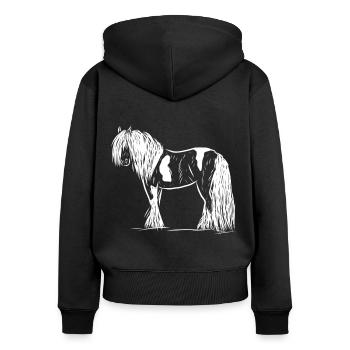 cheval - Sweat à capuche zippé Premium bio Femme - noir - Dos - Julia (174cm)