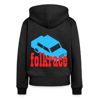 Folkrace - Frauen Premium Bio Zip Hoodie - Schwarz - Hinten - Julia (174cm)