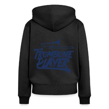 Posaune Spieler Musiker Posaunist - Frauen Premium Bio Zip Hoodie - Schwarz - Hinten - Julia (174cm)