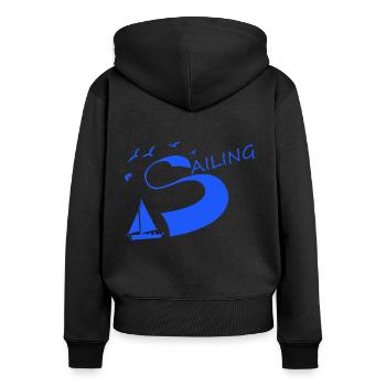 Sailing - Sweat à capuche zippé Premium bio Femme - noir - Dos - Julia (174cm)