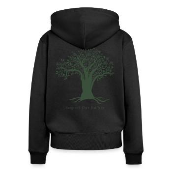 respecte notre nature - Sweat à capuche zippé Premium bio Femme - noir - Dos - Julia (174cm)