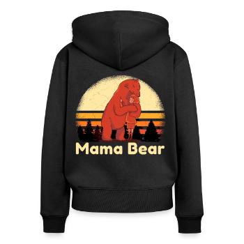 Mama Bear will protect and love you. Mama Bear - Women's Premium Organic Zip Hoodie - black - Back - Julia (174cm)