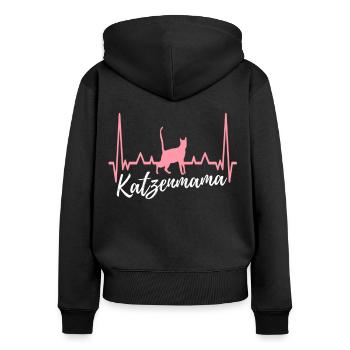 Chat maman chat dame - Sweat à capuche zippé Premium bio Femme - noir - Dos - Julia (174cm)