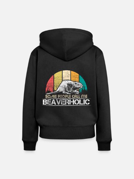 Biber Geschenkidee - Frauen Premium Bio Zip Hoodie - Schwarz