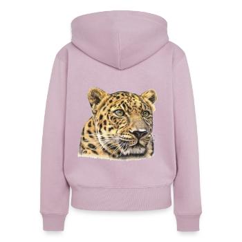 Cheetah Watercolor - Women's Premium Organic Zip Hoodie - dusky pink - Back - Julia (174cm)