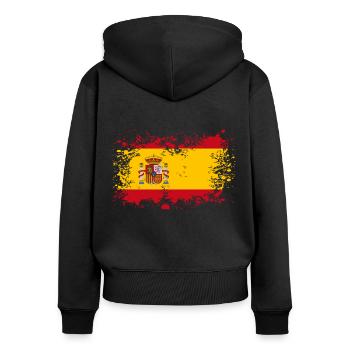 Spain flag stains blot gift idea - Women's Premium Organic Zip Hoodie - black - Back - Julia (174cm)