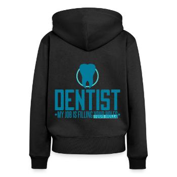 Dentiste Dentistes Dentistes Médecine - Sweat à capuche zippé Premium bio Femme - noir - Dos - Julia (174cm)