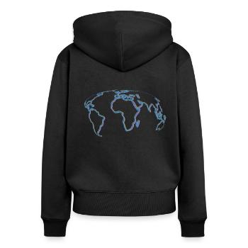 World map earth globe in blue violet - Women's Premium Organic Zip Hoodie - black - Back - Julia (174cm)