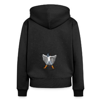 Glücksgefühl Sommerregen - Frauen Premium Bio Zip Hoodie - Schwarz - Hinten - Julia (174cm)