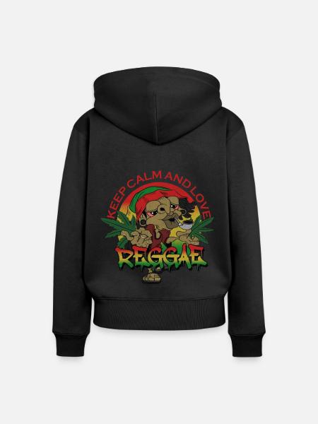 keep calm and love reggae - Frauen Premium Bio Zip Hoodie - Schwarz