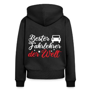 Bester Fahrlehrer der Welt - Frauen Premium Bio Zip Hoodie - Schwarz - Hinten - Julia (174cm)