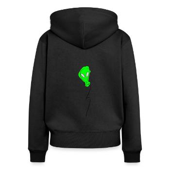 Außerirdischer - Frauen Premium Bio Zip Hoodie - Schwarz - Hinten - Julia (174cm)