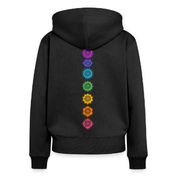 Chakra Buddhismus Yoga Symbol 7 Chakren Meditation - Frauen Premium Bio Zip Hoodie - Schwarz - Hinten - Julia (174cm)