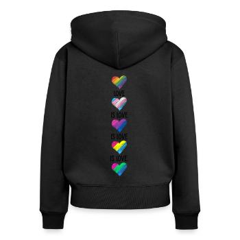 Love Is Love Transgender Diversity Rainbow Gay Lov - Frauen Premium Bio Zip Hoodie - Schwarz - Hinten - Julia (174cm)