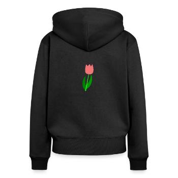 Tulipe Pays-Bas - Sweat à capuche zippé Premium bio Femme - noir - Dos - Julia (174cm)