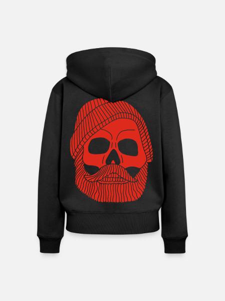 Roter Fischerschädel - Frauen Premium Bio Zip Hoodie - Schwarz