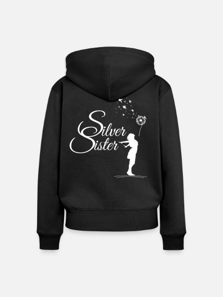 SilverSister white birds - Frauen Premium Bio Zip Hoodie - Schwarz
