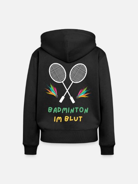 Badminton im Blut - Frauen Premium Bio Zip Hoodie - Schwarz