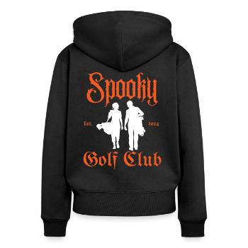 Halloween-T-Shirt für Männer und Frauen, gruseliges Golf-Design - Frauen Premium Bio Zip Hoodie - Schwarz - Hinten - Julia (174cm)
