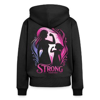 Mère et fille ensemble cadeau fort - Sweat à capuche zippé Premium bio Femme - noir - Dos - Julia (174cm)
