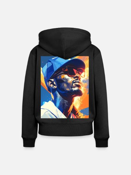Geometrisches Neon-Porträt Baseballspieler - Frauen Premium Bio Zip Hoodie - Schwarz
