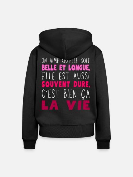 Schönes und langes Leben - Frauen Premium Bio Zip Hoodie - Schwarz
