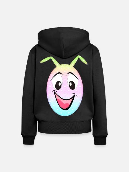 Pastellherzen Smile Ei Kawaii - Frauen Premium Bio Zip Hoodie - Schwarz