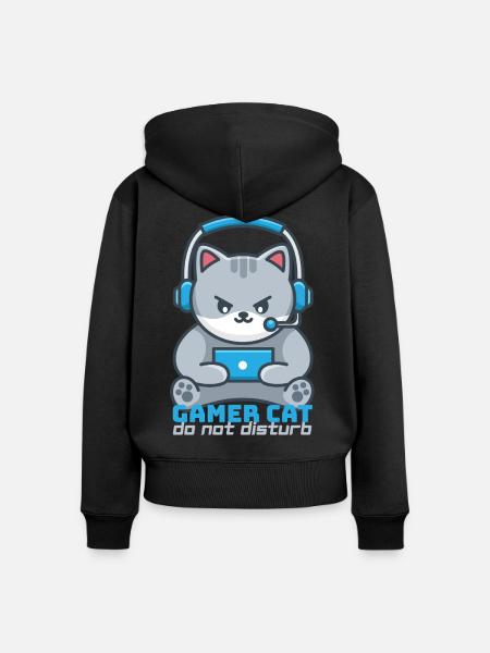 Chat Gamer Helm Blau - Frauen Premium Bio Zip Hoodie - Schwarz