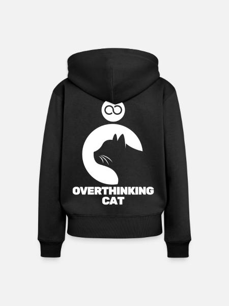 Überdenkende Katze - Frauen Premium Bio Zip Hoodie - Schwarz
