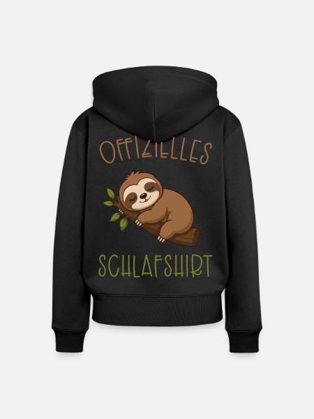 Offizielles Schlafshirt Faultier - Frauen Premium Bio Zip Hoodie - Schwarz