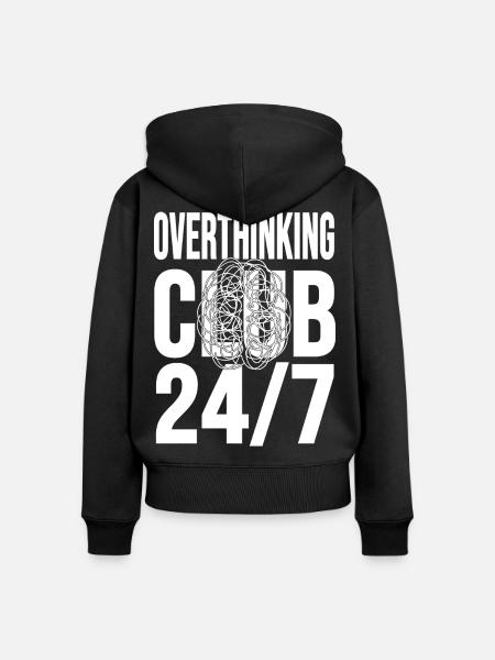 Overthinking Club 24/7 Gedankenchaos - Frauen Premium Bio Zip Hoodie - Schwarz