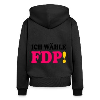 Ich wähle fdp - Frauen Premium Bio Zip Hoodie - Schwarz - Hinten - Julia (174cm)