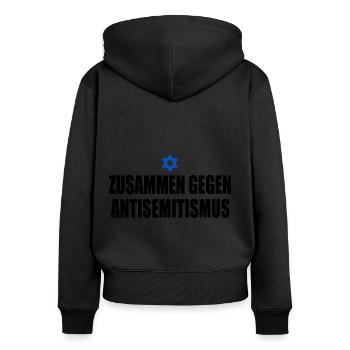 zusammen gegen antisemitismus - Frauen Premium Bio Zip Hoodie - Schwarz - Hinten - Julia (174cm)
