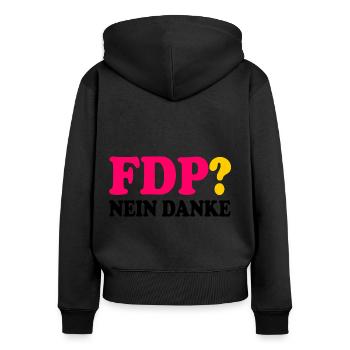 Fdp nein danke - Frauen Premium Bio Zip Hoodie - Schwarz - Hinten - Julia (174cm)