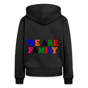 We are family - Frauen Premium Bio Zip Hoodie - Schwarz - Hinten - Julia (174cm)